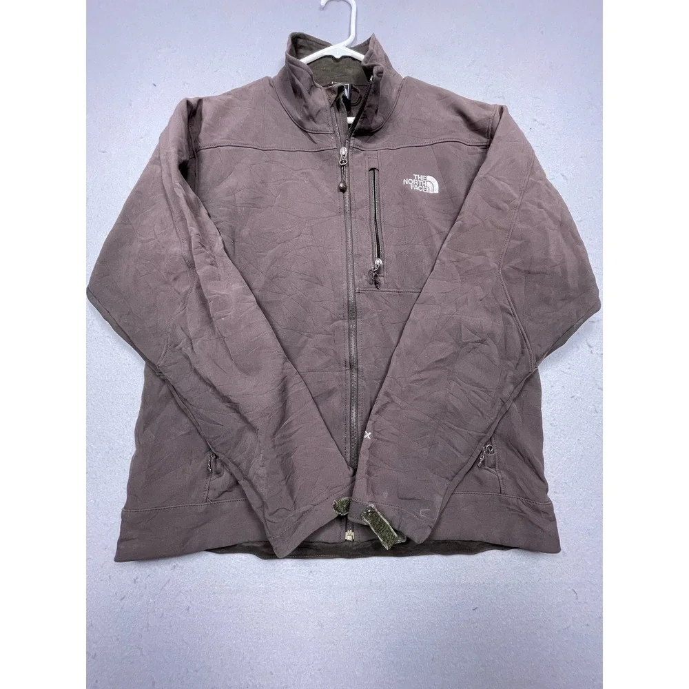 The North Face Apex Softshell Jacket Mens Medium Brown Full Zip Fleece Good